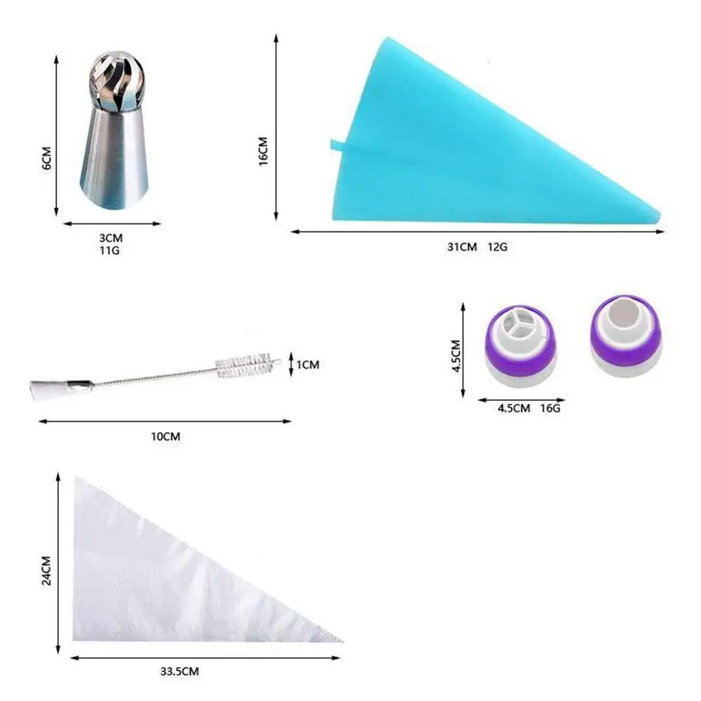 

20pcs Stainless Steel icing nozzles Cupcake Decorator Russian Torch Decorating Mouth Decorating Bag Adapter Cake Baking Tool Set