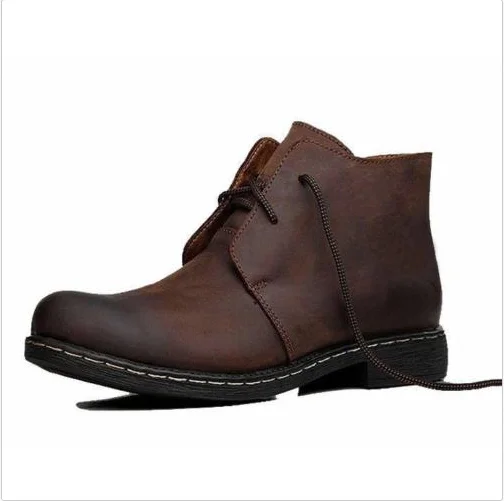 

Mens Worker Ankle Chukka Desert Real Leather Casual Shoes Winter Lace Up Boot