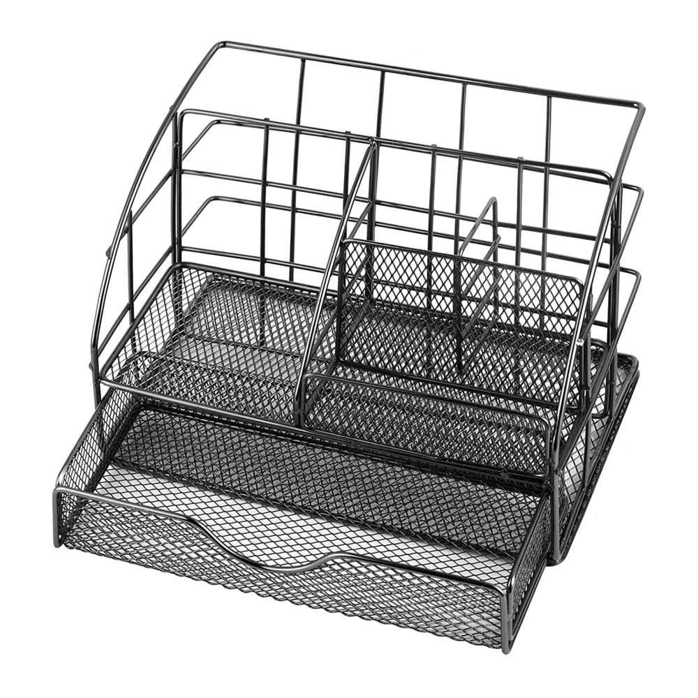 

File Storage Basket Shelf Desk Organizer Pencil Holder Iron Creativity Desktop Student Office Supplies Stationery Box
