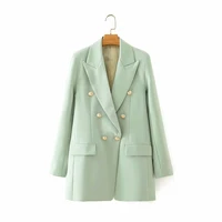 green women office casual blazers chic double breasted long sleeve suits 2021 new spring autumn vintage solid colors blazer pink
