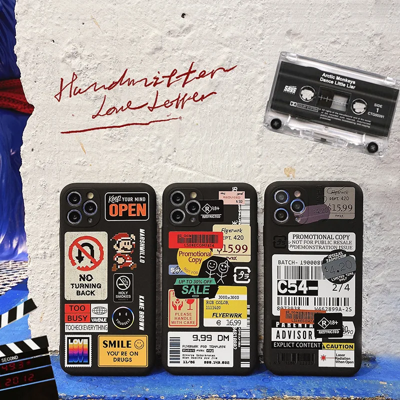 2021 Модный чехол с этикеткой для телефона iPhone 12 11 Pro Max 7 8 Plus X XR XS MAX ценником мягкий