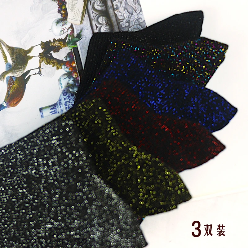 1 pair of high-quality fashion women's socks with gold and silver glittering summer thin and breathable personality cool socks