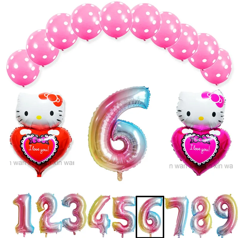 13pc set kt heart princess Rapunzel birthday balloons include 10pcs latex globos 1pc unmber 2pc rapunzel foil balloons for princess party balloons - Цвет: 13pc set kt heart