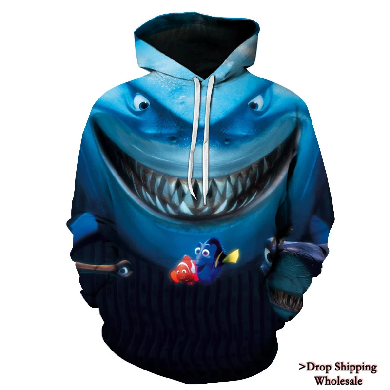2019 Новый 3D Shark Толстовка Для мужчин модные толстовки с капюшоном Одежда для