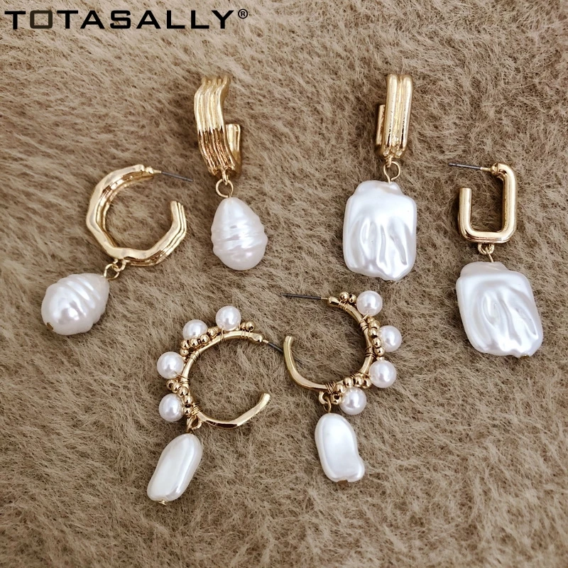 

TOTASALLY Irregular Pearl Earrings for Women Baroque Simulated Pearl Charms Statement Earrings Ladies Gifts Jewelry dropship