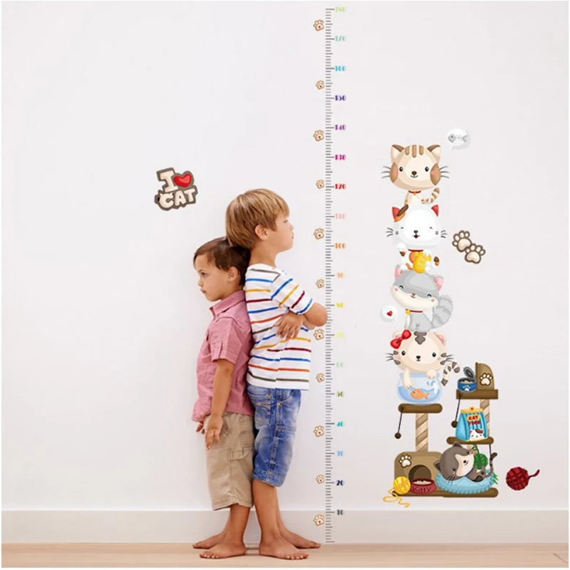 

Lovely Cartoon Cats Kids Height Wall stickers PVC Vinyl DIY Newest Home Decor Kids Room Decor Waterproof Removable