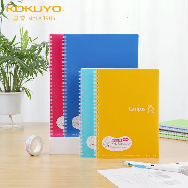 

4 X KOKUYO Campus Softring Spiral Coil Ring Notebook Cover Diary Book A5 B5 6 Cute Colors WCN-CSR High-quality Paper