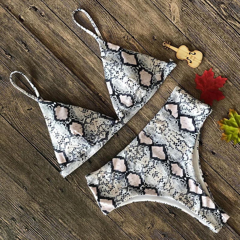 

Sexy Snake Print Bikini 2020 Female Swimsuit Women Swimwear Thong Push Up Bikinis Set High Waist Swimming Suits for Bathing Suit