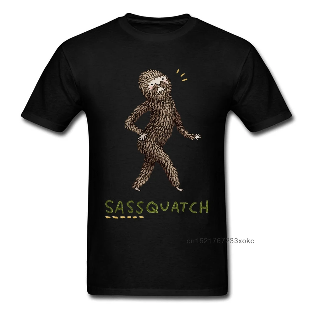 Sassquatch футболка Sasquatch Футболка мужская черная Забавный принт с героями