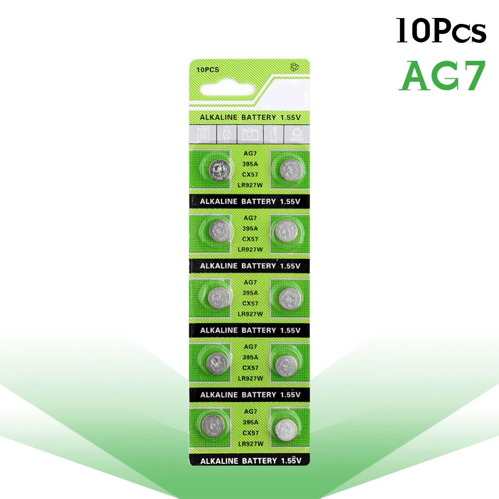 Кнопочные батарейки AG7 10 шт. 395A батарейка Щелочная 1 55 в SR927W 399 GR927 для часов игрушек