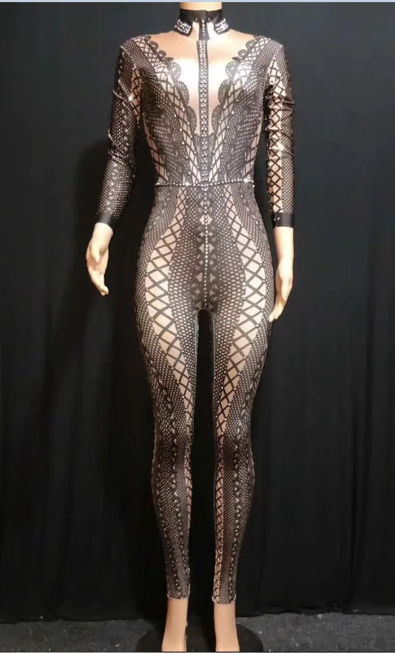 

Women Spring Jumpsuit Plaid Texture Stretch Rompers 2021 Party Birthday Celebrate Stage Performance Singer Competition Costume