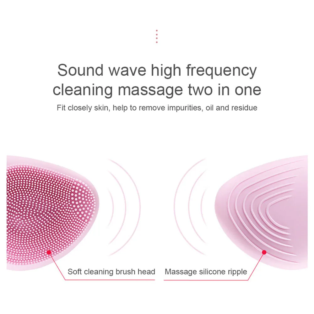 

Silicone Electric Face Cleansing Brush Ultrasonic Wash Instrument Deep Pore Cleaning Facial Vibration Massage Relaxation Tool