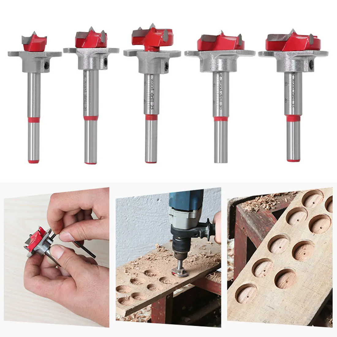 

l Hole Opener Boring Bit Tipped Woodworking Cutter Diameter 15/20/25/30/35mm Adjustable Carbide Drill Bits Hinge Drilling Too