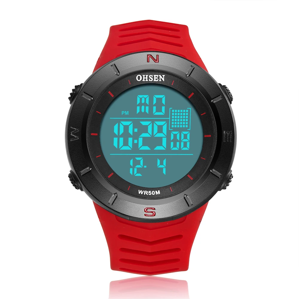 Цифровые ЖК-мужские часы reloj hombre Военный Зеленый Водонепроницаемый Открытый Бег наручные часы, силиконовый браслет часы мужские подарки для мальчиков
