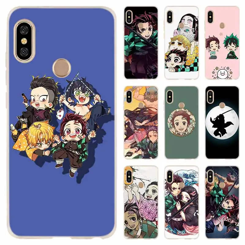

Cute Japan Demon Slayer Soft Silicone Case For Xiaomi Redmi Note 10 11 9 8 7 Pro Max 11S 10S 9S 8T 4G Cover