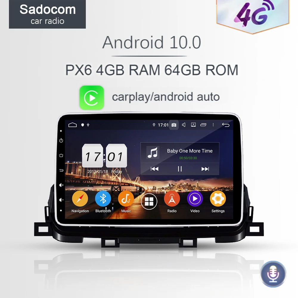 Автомагнитола DSP PX6 10 1 дюйма Android 0 8 ядер 4 Гб + 64 ГБ 5 Wi-Fi 4G GPS ГЛОНАСС-карта