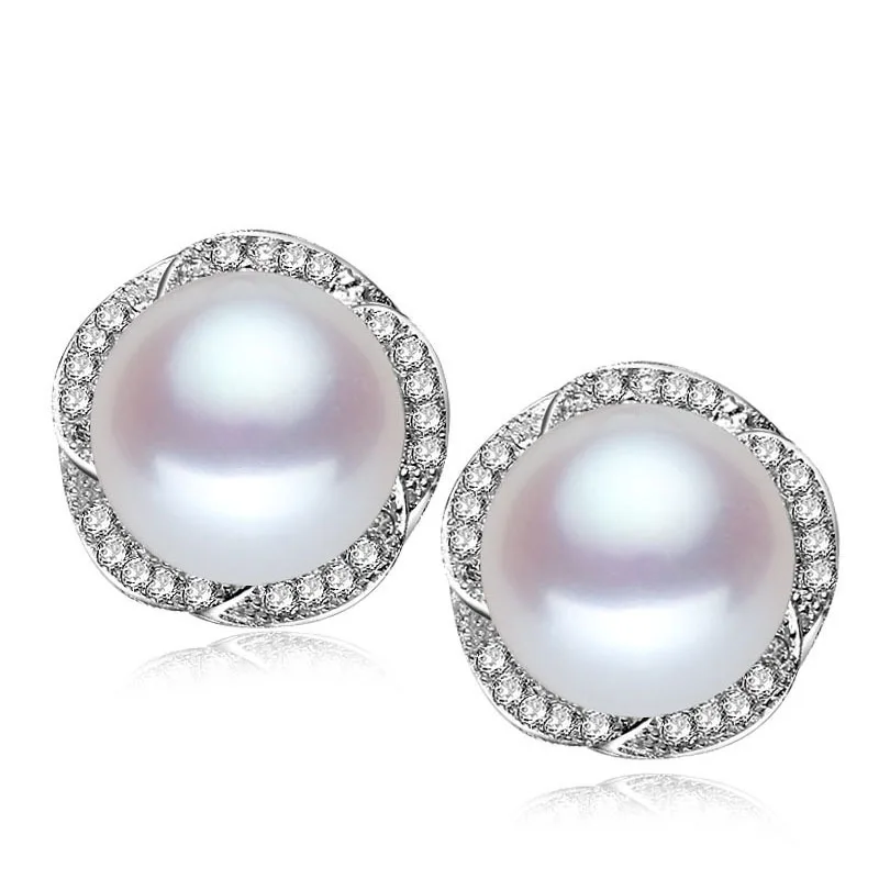 

Fashion Elegant Nature Freshwater Pearl Stud Earrings For Women 925 Sterling Silver Pearl Earrings Fine Jewelry Wholesale