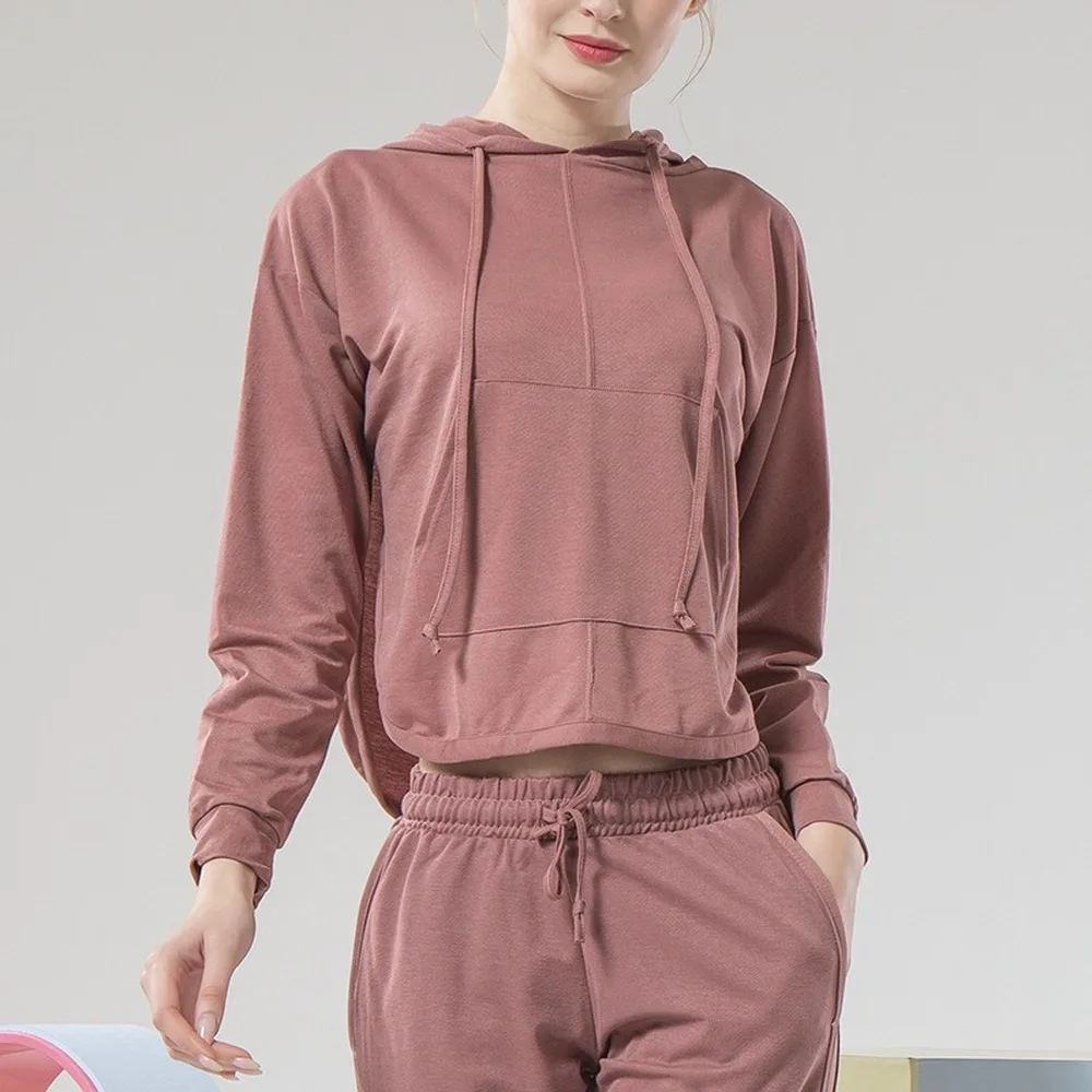 

2 Color New Slim Sexy Hooded Sports Jacket Women's Breathable Loose Outdoor Running Blouse Fitness Yoga Shirt Wear Long Sleeves