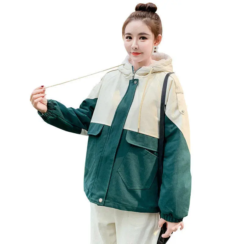 

Work coat women's spring autumn 2020 new Korean loose versatile hooded student jacket