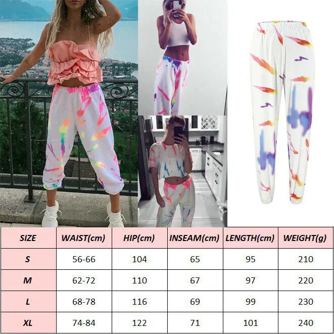 

Women Causal Joggers Trousers Reflective Exercise Sport Pants Elastic Waist High Waist Tracksuit Bottoms Jogging Gym Pants