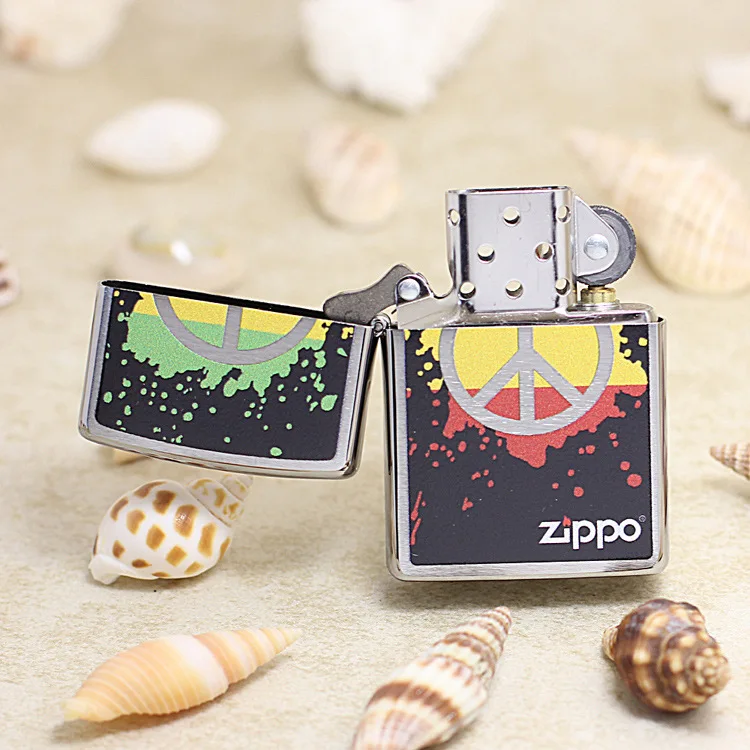 Подлинная Зажигалка Zippo медная ветрозащитная зажигалка с символом мира