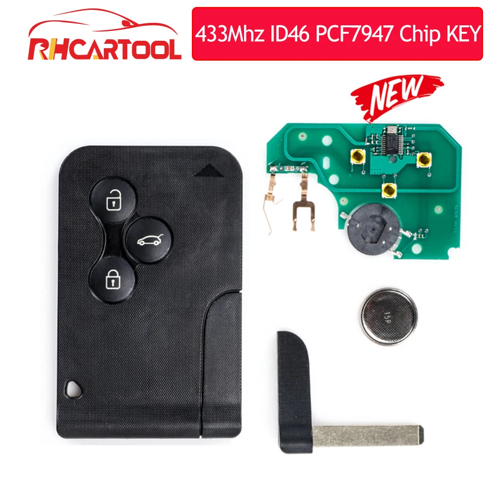 Ключ дистанционный OBD2 433 МГц 3 кнопки чип ID46 PCF7947 для Renault Megane Scenic 2003 2008|Ключ от авто|
