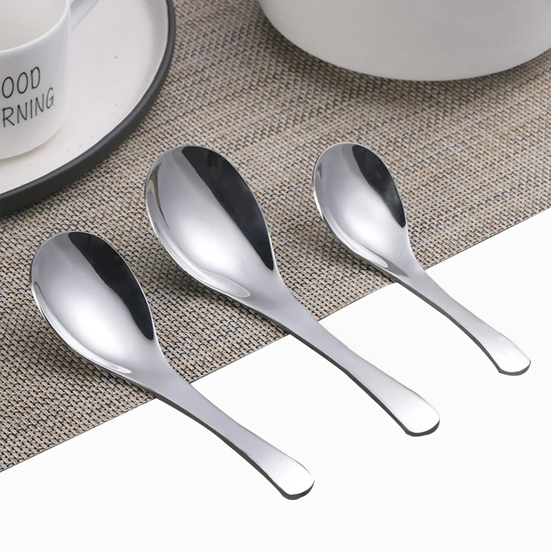 Vacclo 1 шт. Нержавеющая сталь суповая ложка серебристого цвета с круглым дном Совок
