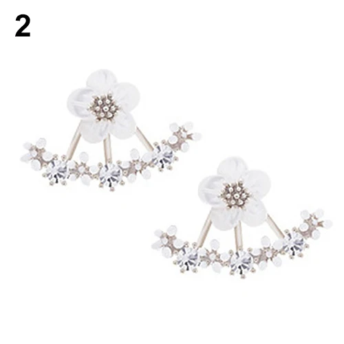 

Women's Flower Earrings Zircon Ear Jacket Korean Style Copper Ear Studs Earrings orecchini Jewelry pendientes aretes de mujer
