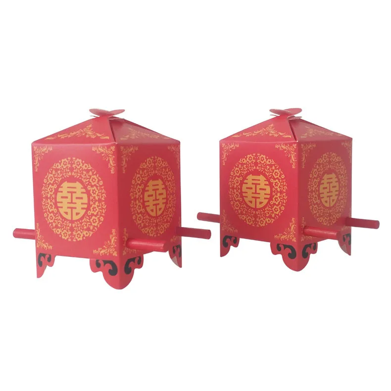 Китайский Азиатский стиль Свадебные коробки конфет красный двойной счастье