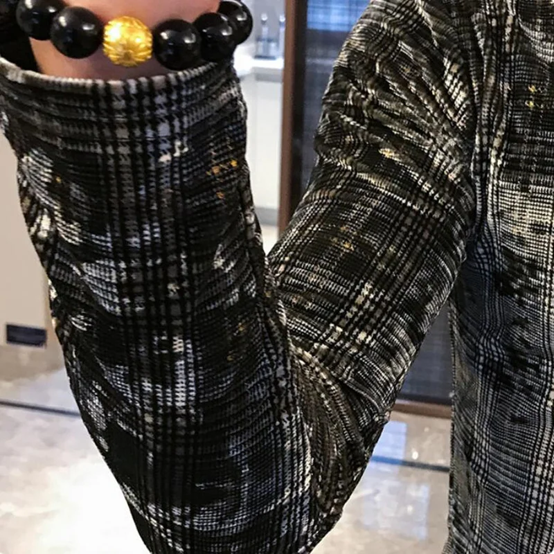 2020 Мужская футболка весна осень новая с длинным рукавом и высоким воротником