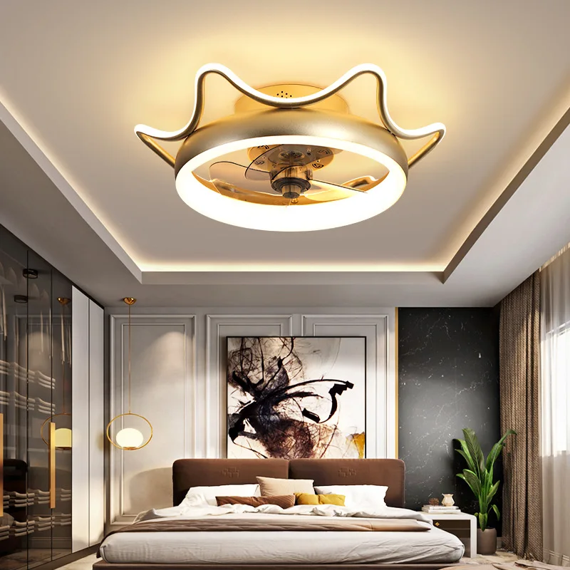 

Crystal Ceiling Fan Light for Bedroom Dining Room Modern Nordic Children's Chandelier with Fan Ceiling Fans with Lights