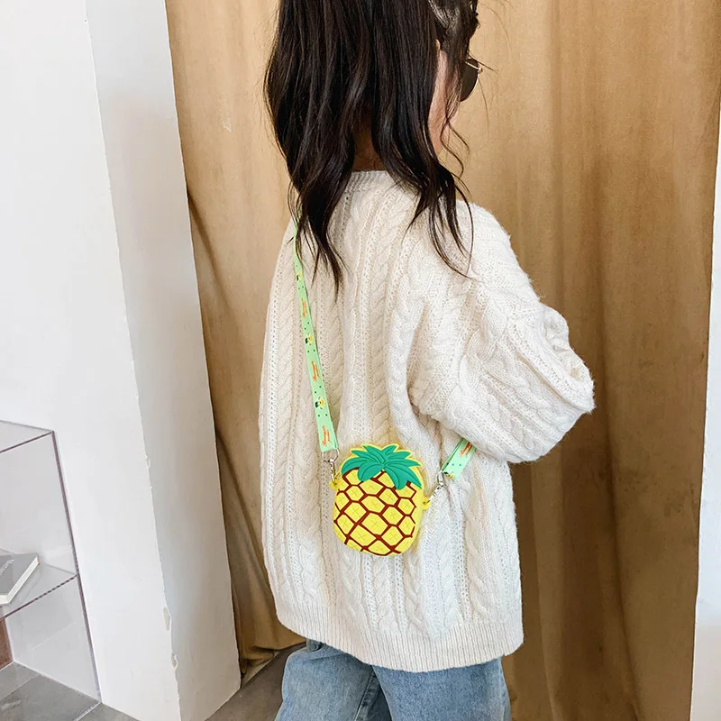 2021 New Silicone Coin Purse Bag Donuts Children Shoulder Handbag Fruit Rainbow Mini Crossbody Small Bag For Kids