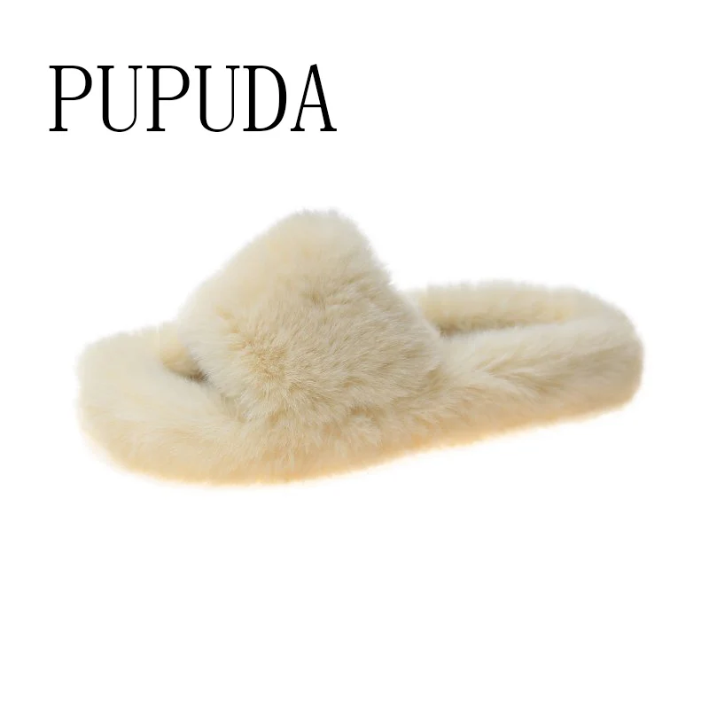 PUPUDA/новые меховые тапочки Женские зимние легкие женские Домашние удобные