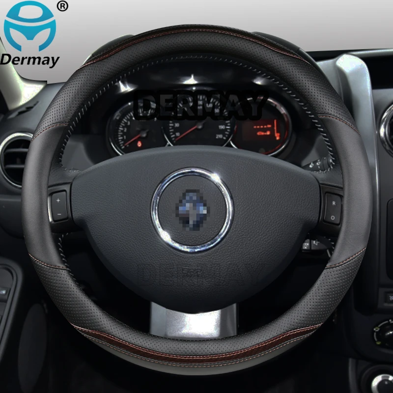 for renault duster dacia duster nissan terrano car steering wheel cover microfiber leather carbon fiber auto accessories free global shipping