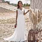 Винтажное кружевное богемное свадебное платье FDHAOLU FU152, 2021, простое пляжное шифоновое платье-трапеция в пол с открытой спиной