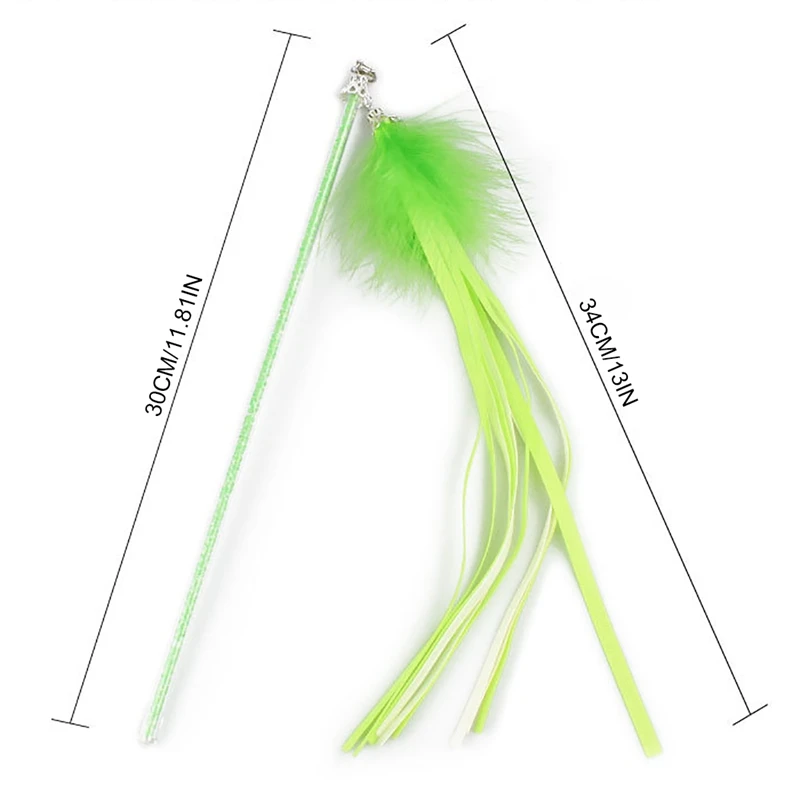 

Cat Wand Teaser Cat Fake Feather Toy Plastic Interactive Cat Stick Cat Teaser Wand With Bell Cat Scratch Toy Dorakitten