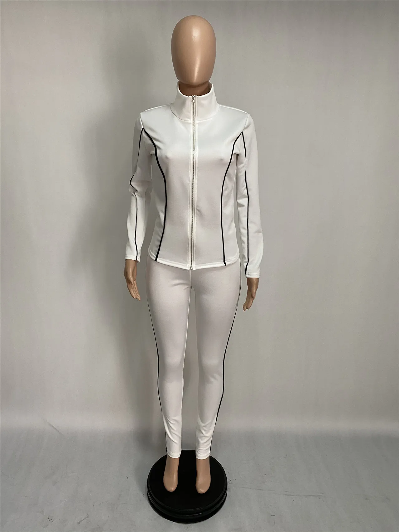 

Fall Clothes Two Piece Set Women Outfits Long Sleeve Splicing Zipper Up Black Side Tracksuits Casual Sporty Jogging Suits Women