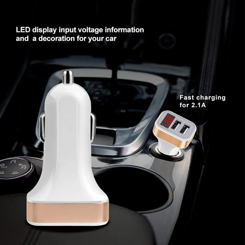 Автомобильное зарядное устройство с двумя USB портами и ЖК дисплеем для HTC U11 Eyes Life +