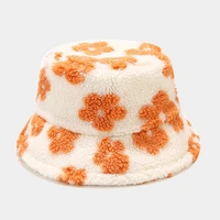 bucket hat fluffy women autumn winter warm flowers holiday accessory for young lady outdoors