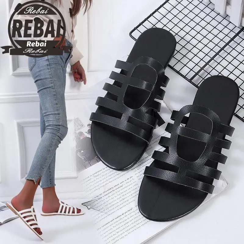 

Women Slippers Retro Straps Women Slippers Yellow Flat Shoes Females Summer Sandals Beach Slides Casual Flats Ladies Shoes35-43