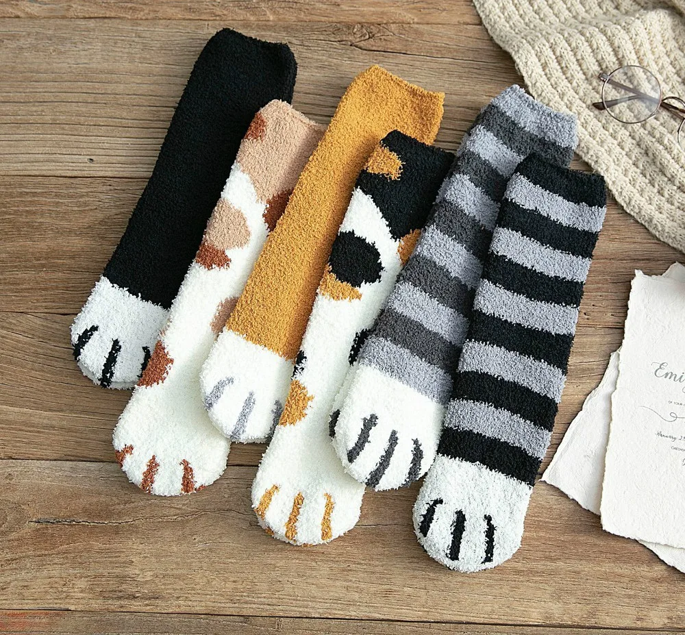 

Fashion womens Cats Paw stripe 3d Socks Cute Funny Thick Girls Cartoon Animal Fingers Sock Hosiery Toe Zebra/Tiger/Cat Foot Sox