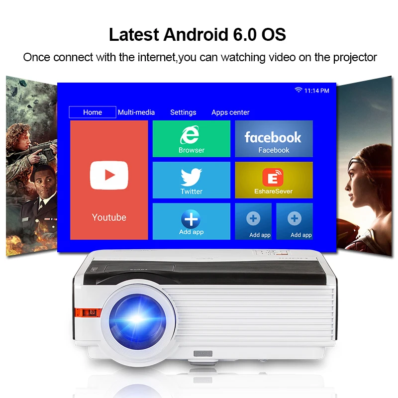 Домашний проектор Led кинотеатр Full Hd 720P Разрешение Beamer Беспроводная Airplay видео 8000:1