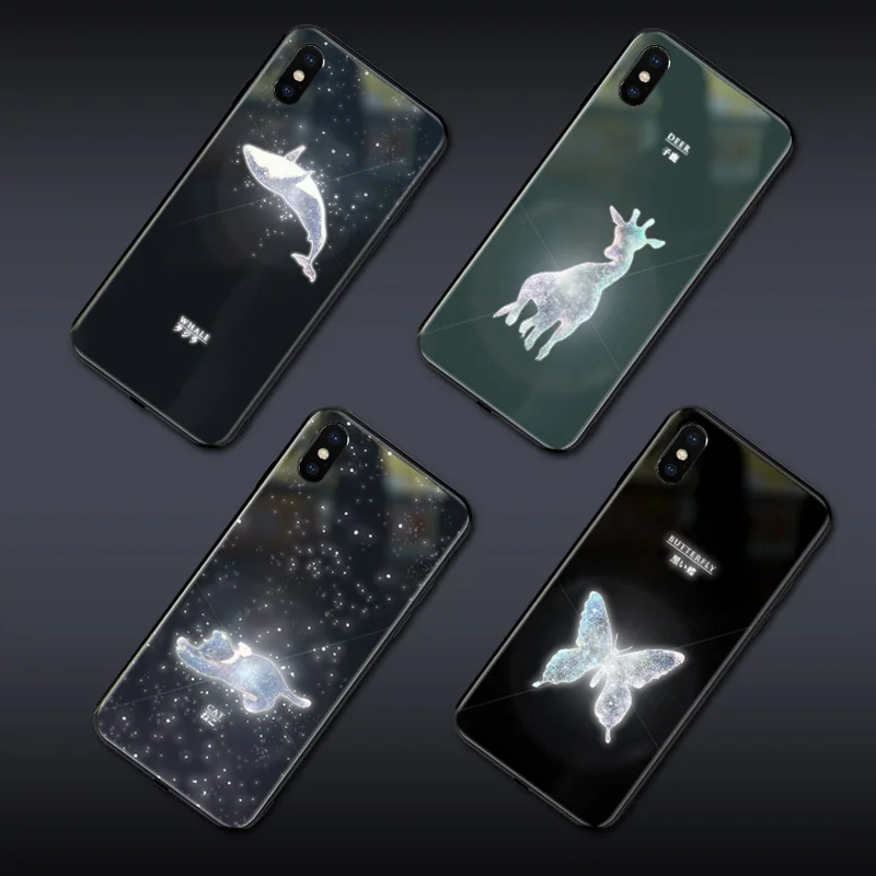 Yagoo умный светодиодный светящийся чехол для телефона для Apple iPhone X XS XR MAX 6 6S 7 8 Plus чехол s задняя крышка милые животные Funda роскошный силиконовый