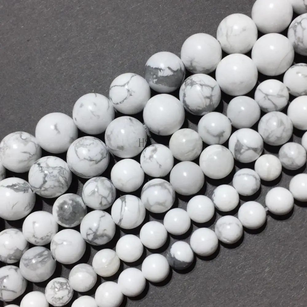 

Howlite Beads Jasper Smooth Round Loose Stone Bead Healing Energy Gemstone Jewelry Making Bracelet Necklace Design 4 6 8 10 12mm
