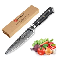 keemake 5 inch utility chef knife kitchen knives japanese damascus vg10 steel cooking cutter tools sharp blade strong g10 handle