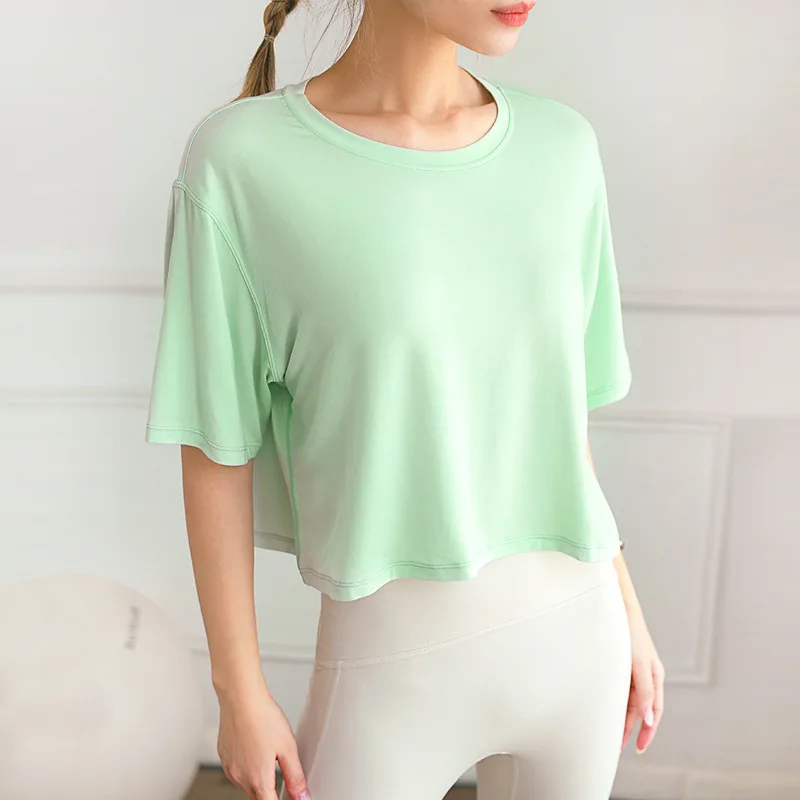

Modal fabric Loose sport Short sleeve T-shirt Women Short style loose yoga top Yoga Tops Sports Running Fitness T-shirts fashion
