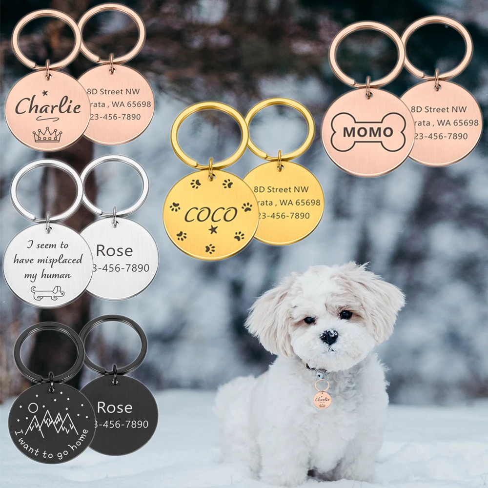 

New Free Engraved Custom Personalized Dog Tags Engraved Pet ID Tag Cat Charm Collar Accessories Dog Identification Pet Supplies