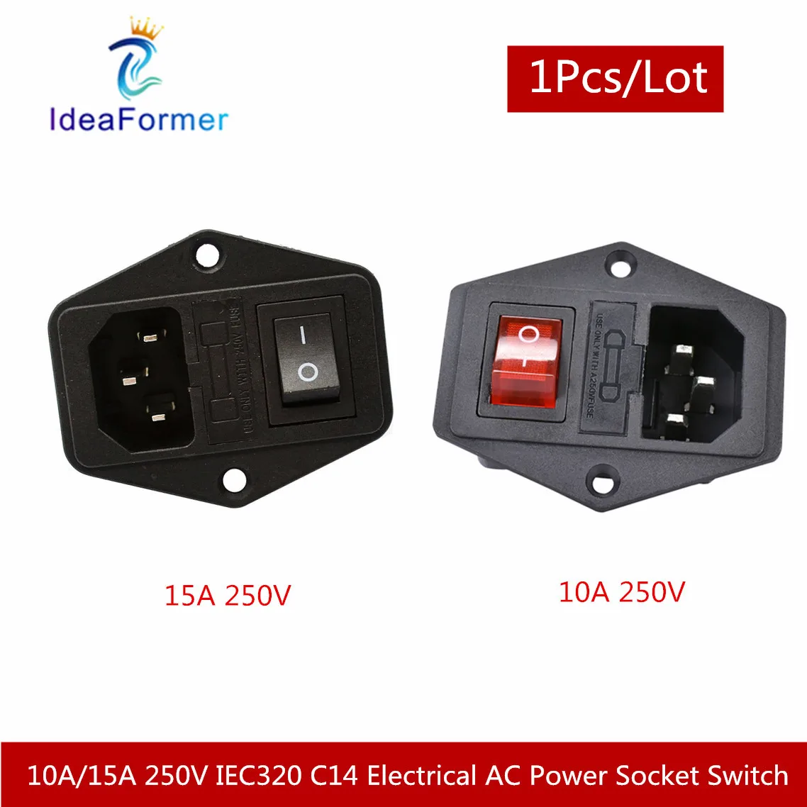 1 шт. электрическая розетка переменного тока 10 а/15 А 250 В IEC320 C14|Детали и аксессуары