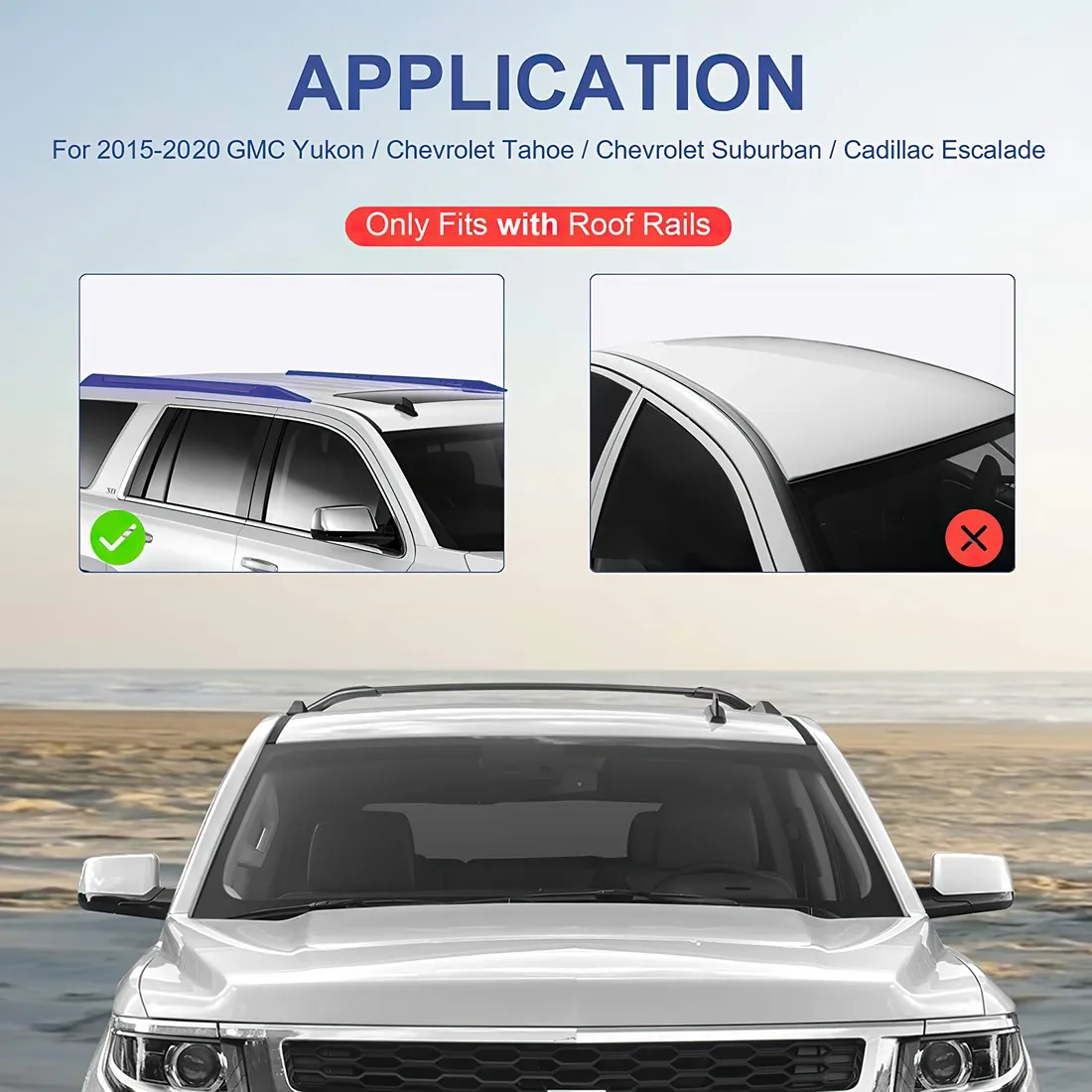 Roof Rack Cross Bar Rail Compatible for Chevrolet Chevy Suburban 2015 2016 2017 2018 2019 2020 with Side Rails Cargo Racks | Автомобили и