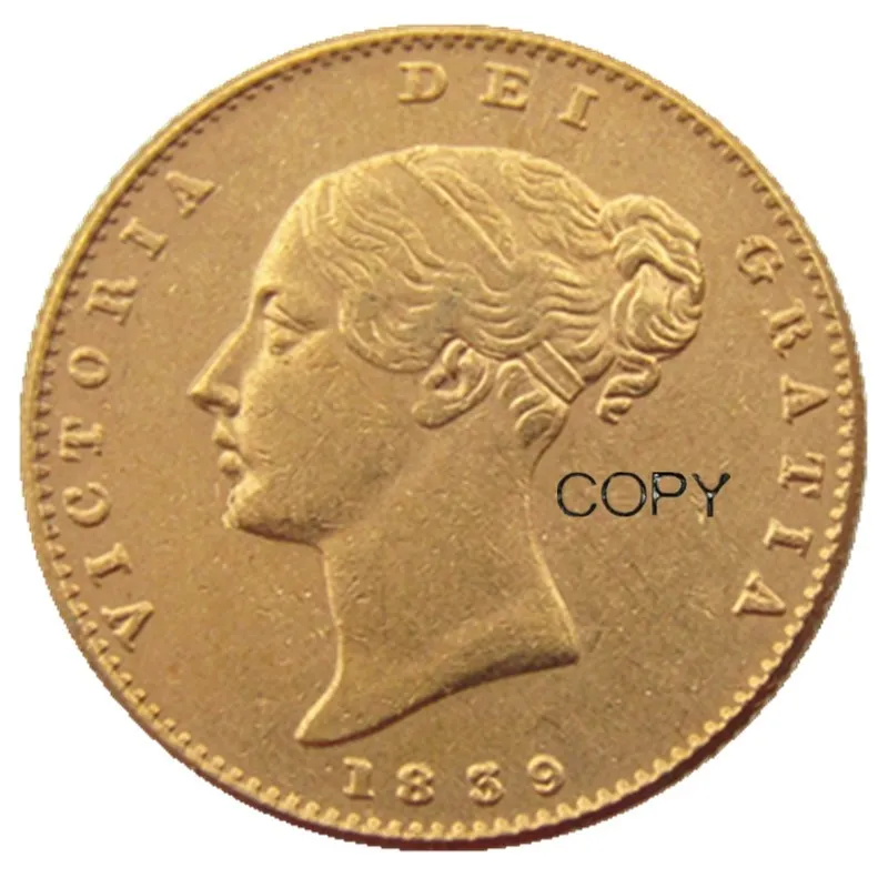 

UK 1839-PS Queen Victoria Young Head Gold Coin Very Rare Half Sovereign Die Copy Coins